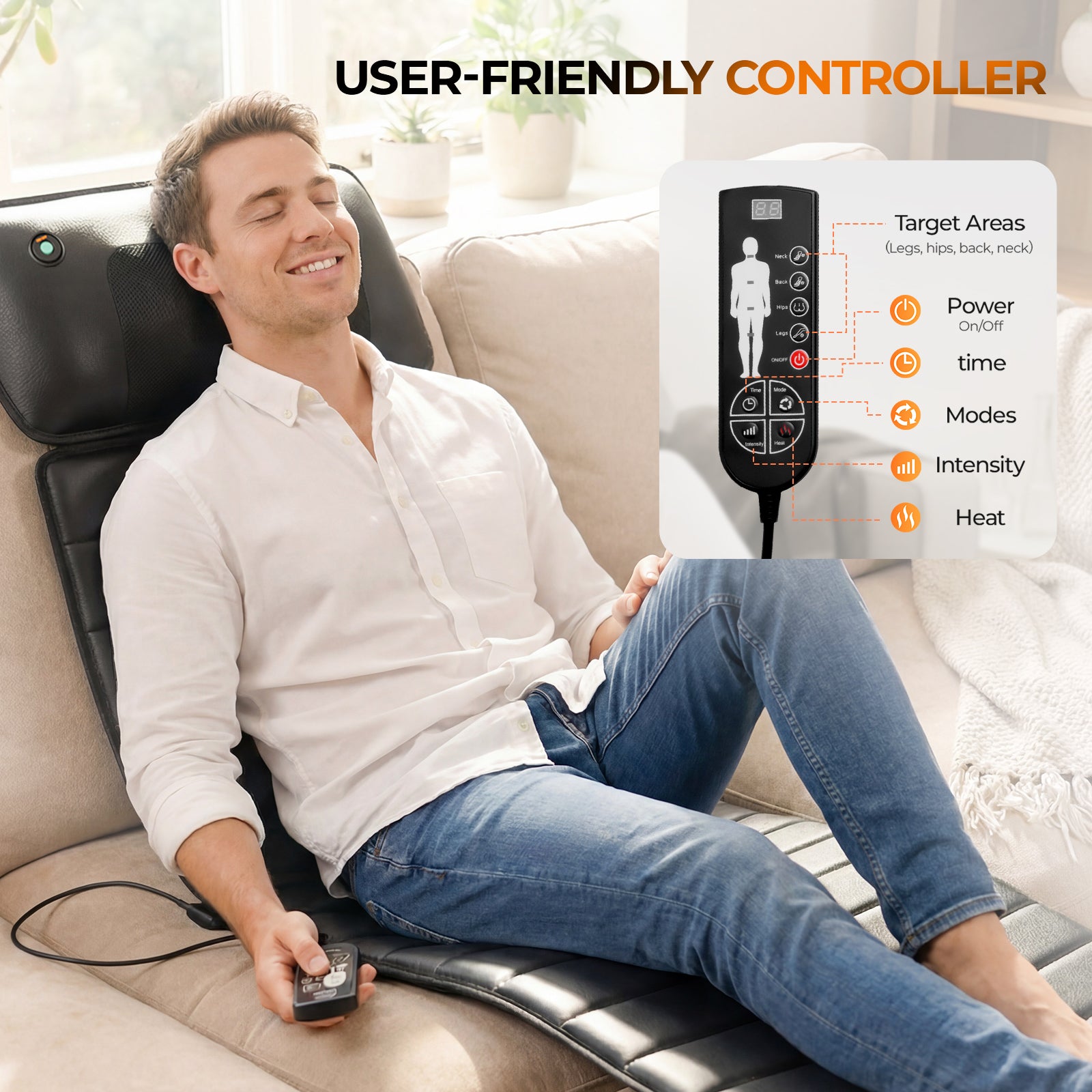 Shiatsu Full Body Massage Mat with Heat, Detachable Massager Pad, 10 Vibrating Motors, Deep Tissue Pain Relief for Back, Neck & Legs - Relaxation at Home or Office, Fathers Day Dad Gifts image 2