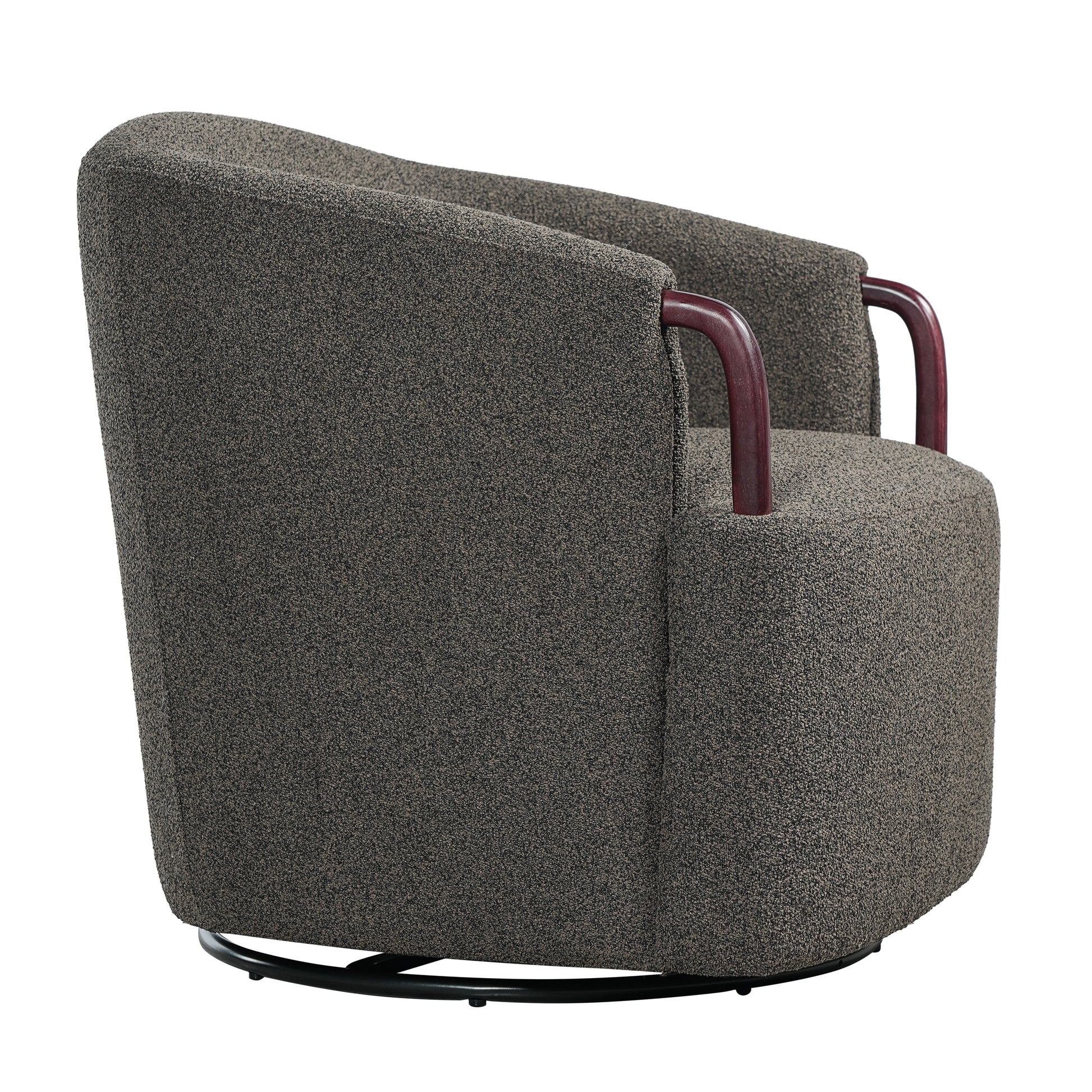 30" Modern Boucle Swivel Barrel Chair with Solid Wood Accents, Soft Durable Upholstery & 360° Swivel Base, Ideal for Living Room, Bedroom, or Office image 8