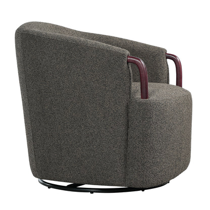 30" Modern Boucle Swivel Barrel Chair with Solid Wood Accents, Soft Durable Upholstery & 360° Swivel Base, Ideal for Living Room, Bedroom, or Office image 8