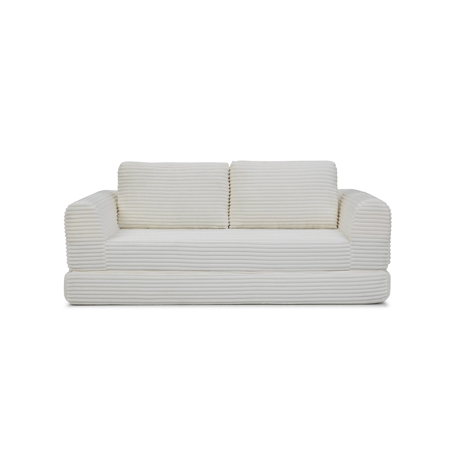 2-in-1 Folding Convertible Sofa Bed, Modern Corduroy Sleeper Couch with 2*pillows, Futon Modular Upholstered Boneless Sofa with Pull-Out Bed,Folding Floor Modular Couch for Living Room Beige image 7