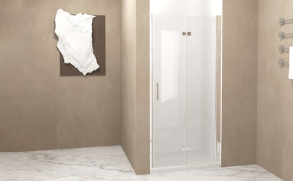 37-36 "x 72" Bifold Shower Door, 1/4"(6mm) Tempered Glass, Chrome Aluminum Frame, Explosion Proof Film image 9
