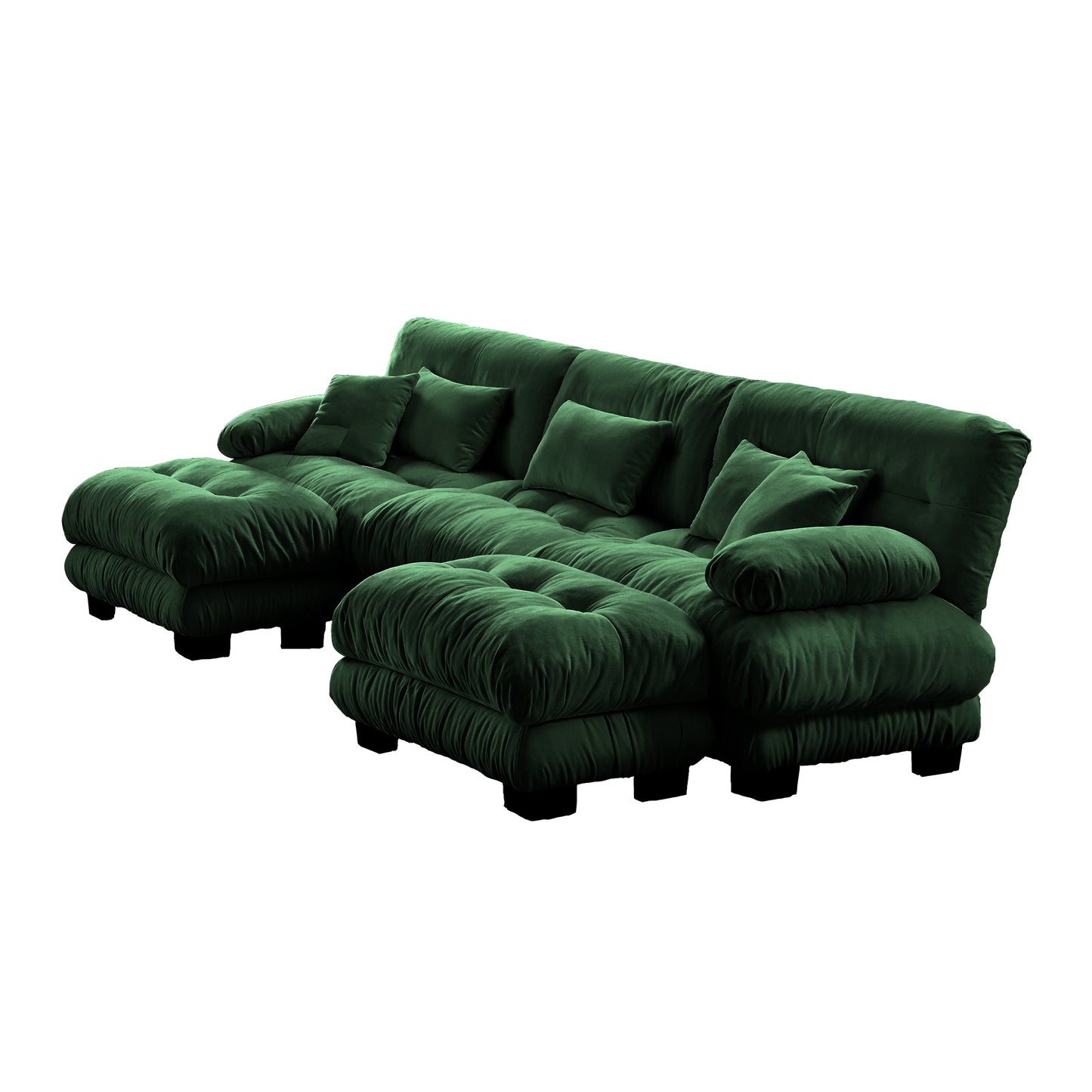 Luxury Modular Sectional Sofa Couch - Oversized U Shaped Cloud Couch for Living Room,Deep Seat Sofa Couch with 2 Ottomans,Chenille Green image 9