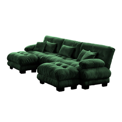 Luxury Modular Sectional Sofa Couch - Oversized U Shaped Cloud Couch for Living Room,Deep Seat Sofa Couch with 2 Ottomans,Chenille Green image 9