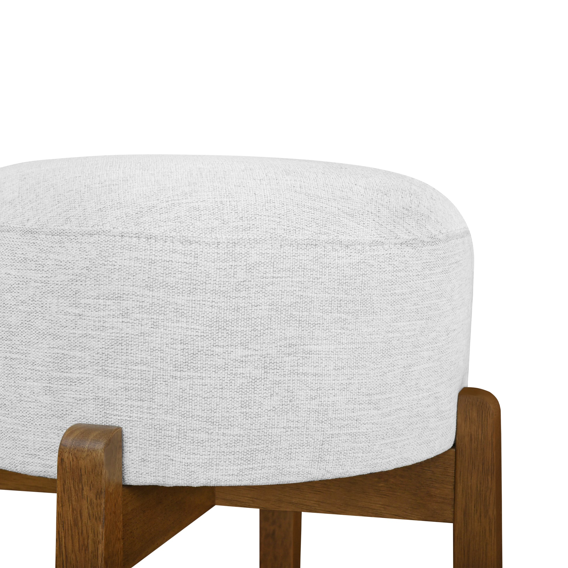 Vera Indoor Wooden Upholstered Barstool, Dark Walnut Finish and Ivory Upholstery, Set of 2 image 9