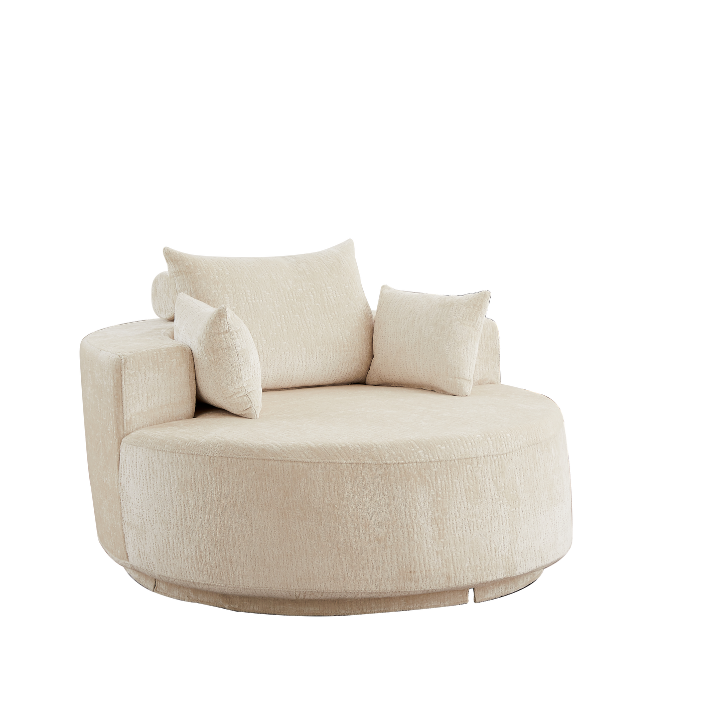 55''L Polyester Foam Single Swivel Chair, Fluffy Modern Sleeper, 360 Degree Swivel Chair for Living Room, Bedroom, Lounge and Projection Room image 7
