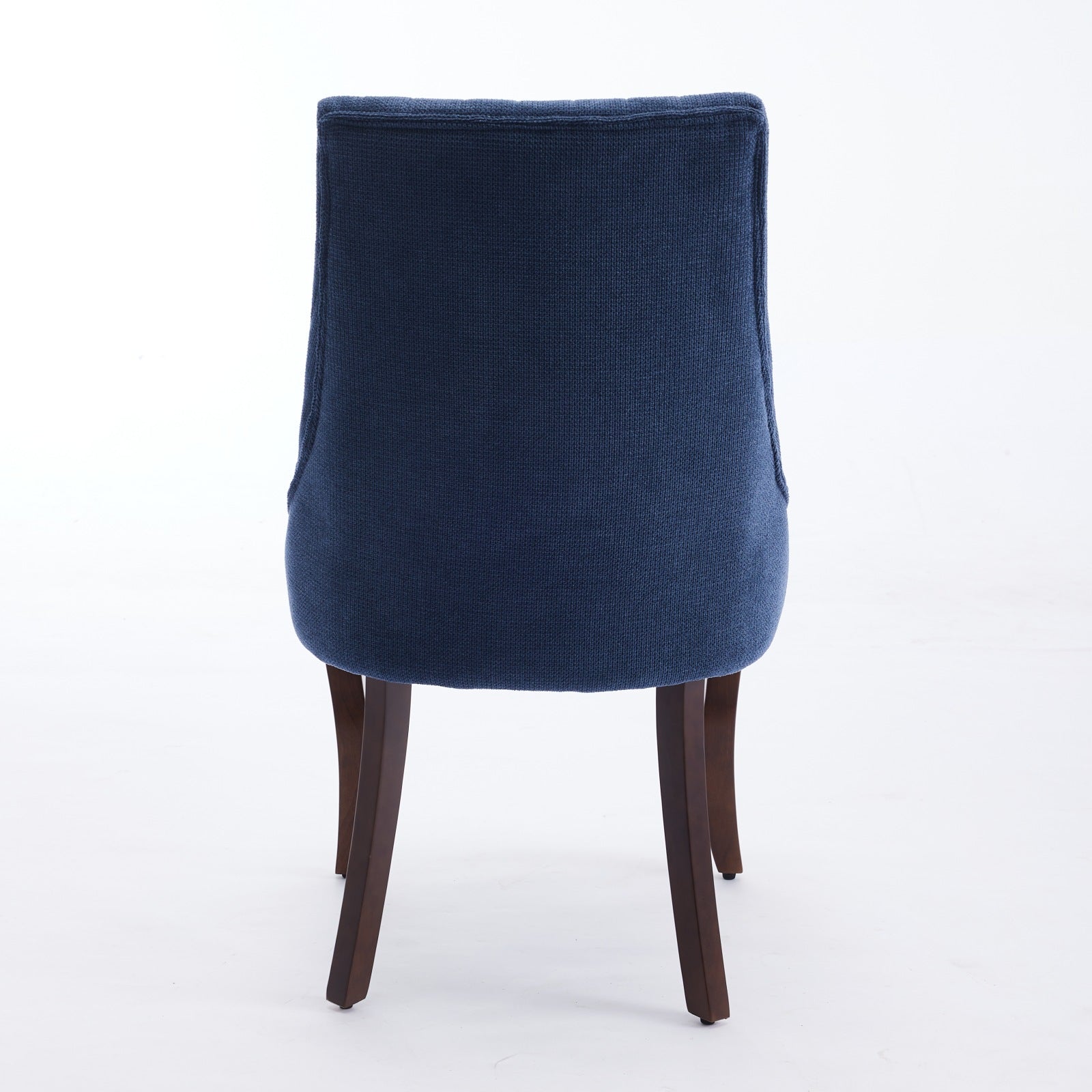 Rayon Cloth Flocking Linen Dining Chairs Channel Kitchen Dinner Chair Comfy Fabric Upholstered Accent Chair for Dining Room with Curved Solid Wood Legs,Set of 2 (Blue), SW1847BL image 6