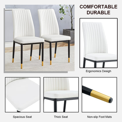 Modern Dining Chairs Set of 6, White PU Leather Upholstered Chairs with High Back and Chrome Metal Legs, Contemporary Kitchen Chairs for Dining Room or Breakfast Area White,set of 6) image 8