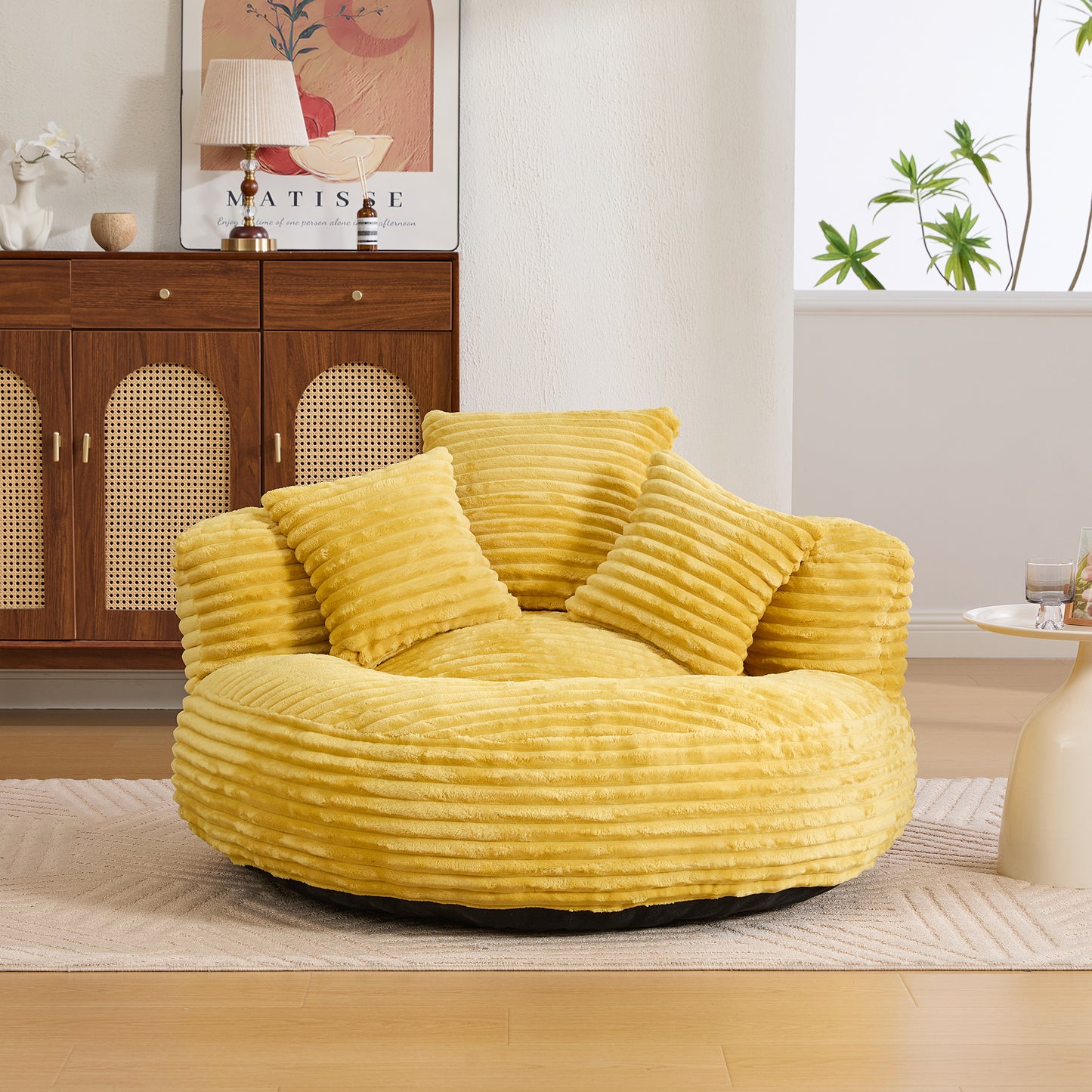 Single Bean Bag Chairs, Bean Bag Sofa for Adults, Kids,Corduroy Bean Bag Chair with 3 Pillows & Armrest,Beanbag Chair & Lazy Sofa with Foam Filler for Bedroom Living Room Dorm image 8