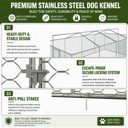 10x20 FT Large Outdoor Dog Kennel with Canopy, Heavy Duty Galvanized Steel Frame, Waterproof Cover, All-Weather Protection, Escape-Proof Lockable Pet Playpen for Large Dogs, Multiple Animals. image 8