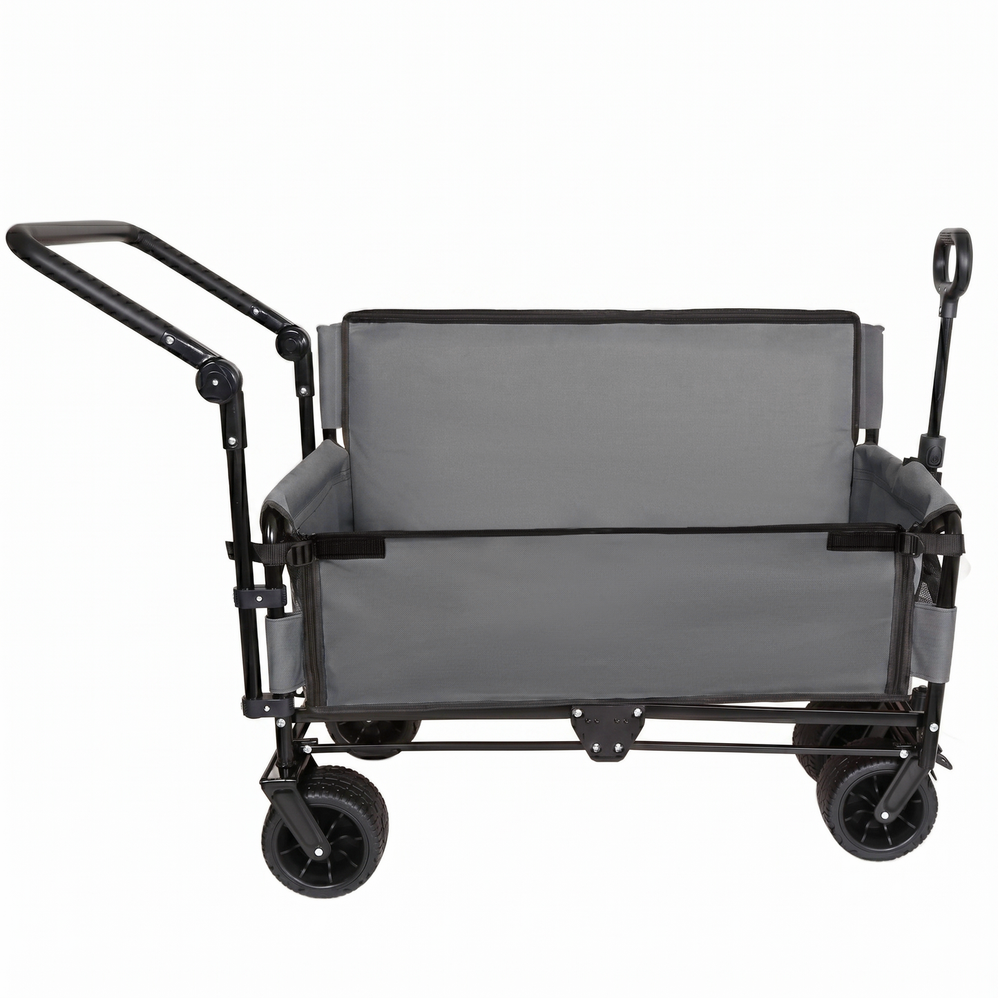 3-in-1 Folding Wagon Cart with Bench Seat & Canopy & Storage, 500lbs Heavy-Duty, 180L Capacity, All-Terrain Wagon for Camping, Beach, Sports, & Garden, Gray image 10