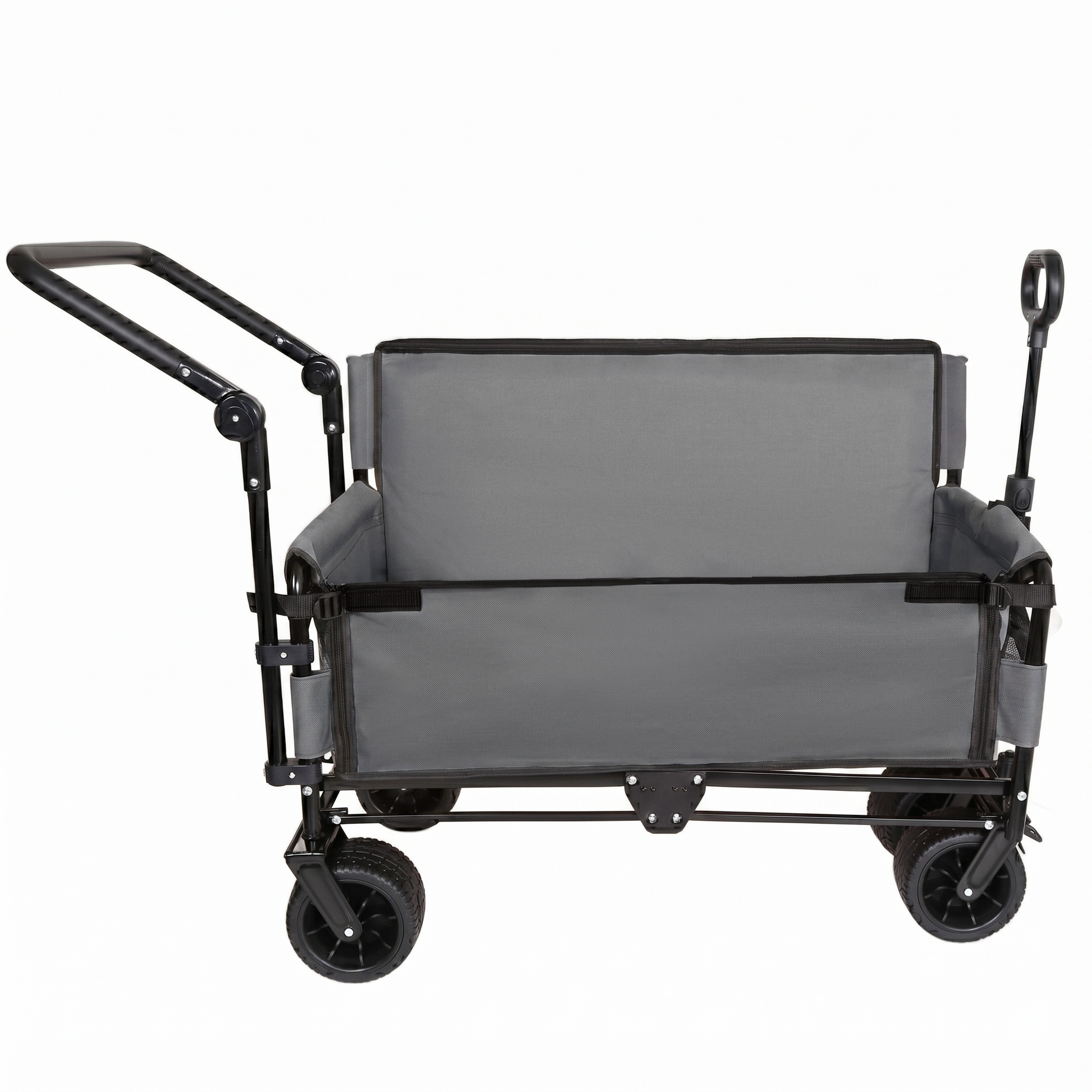 3-in-1 Folding Wagon Cart with Bench Seat & Canopy & Storage, 500lbs Heavy-Duty, 180L Capacity, All-Terrain Wagon for Camping, Beach, Sports, & Garden, Gray image 10