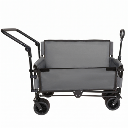 3-in-1 Folding Wagon Cart with Bench Seat & Canopy & Storage, 500lbs Heavy-Duty, 180L Capacity, All-Terrain Wagon for Camping, Beach, Sports, & Garden, Gray image 10