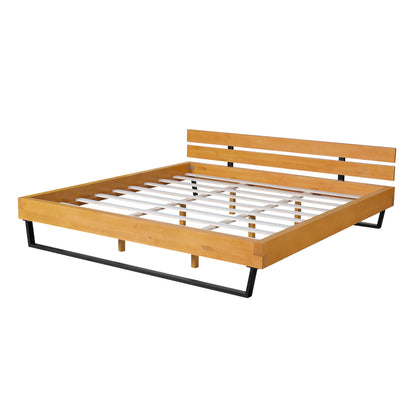 PINE WOOD BED FRAME KING SIZE,NATURAL & BLACK COLOR image 6
