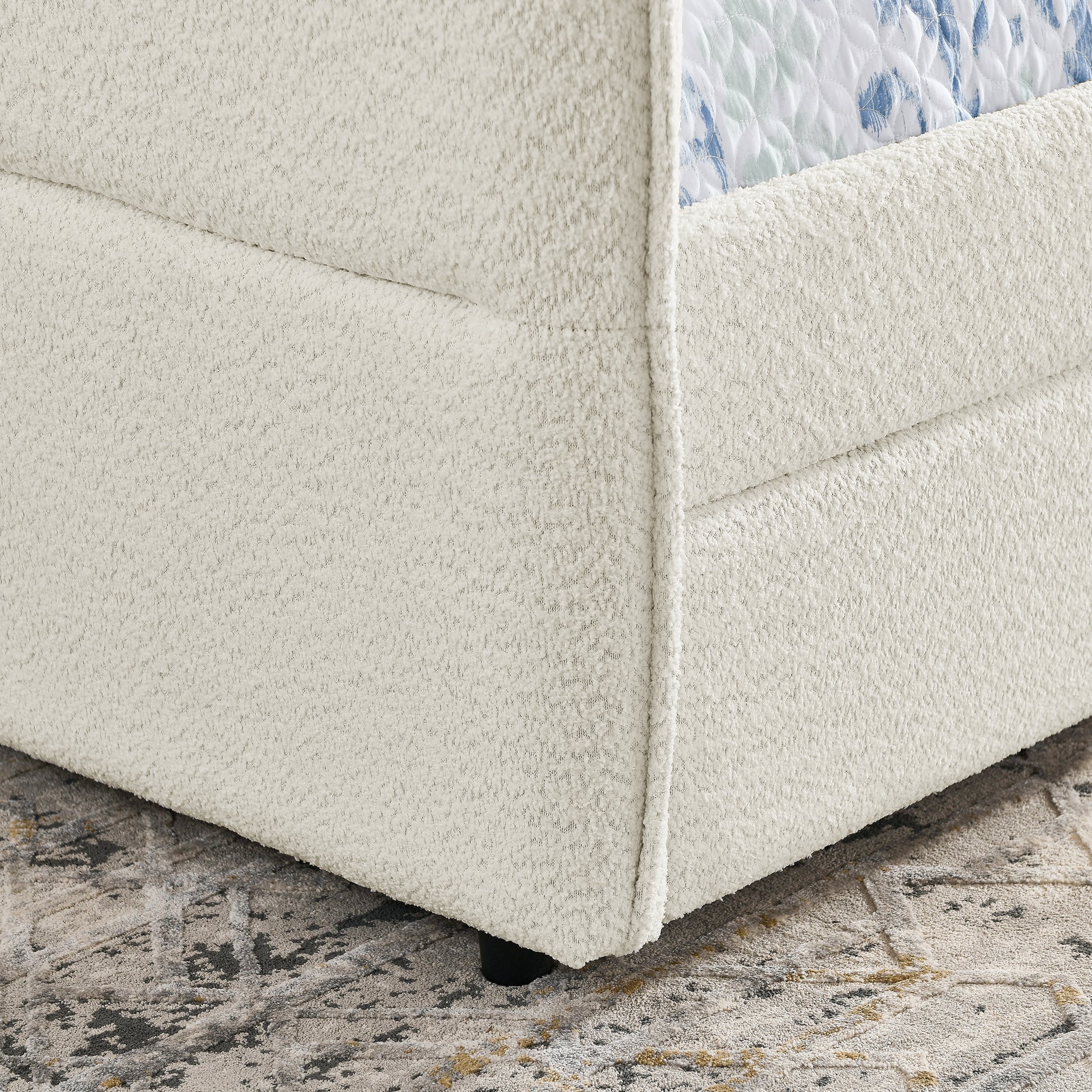 Daybed with Trundle Upholstered Tufted Sofa Bed, with Two Drawers, Queen Size, Boucle Fabric, Beige(88"x65.5"x29.5") image 10