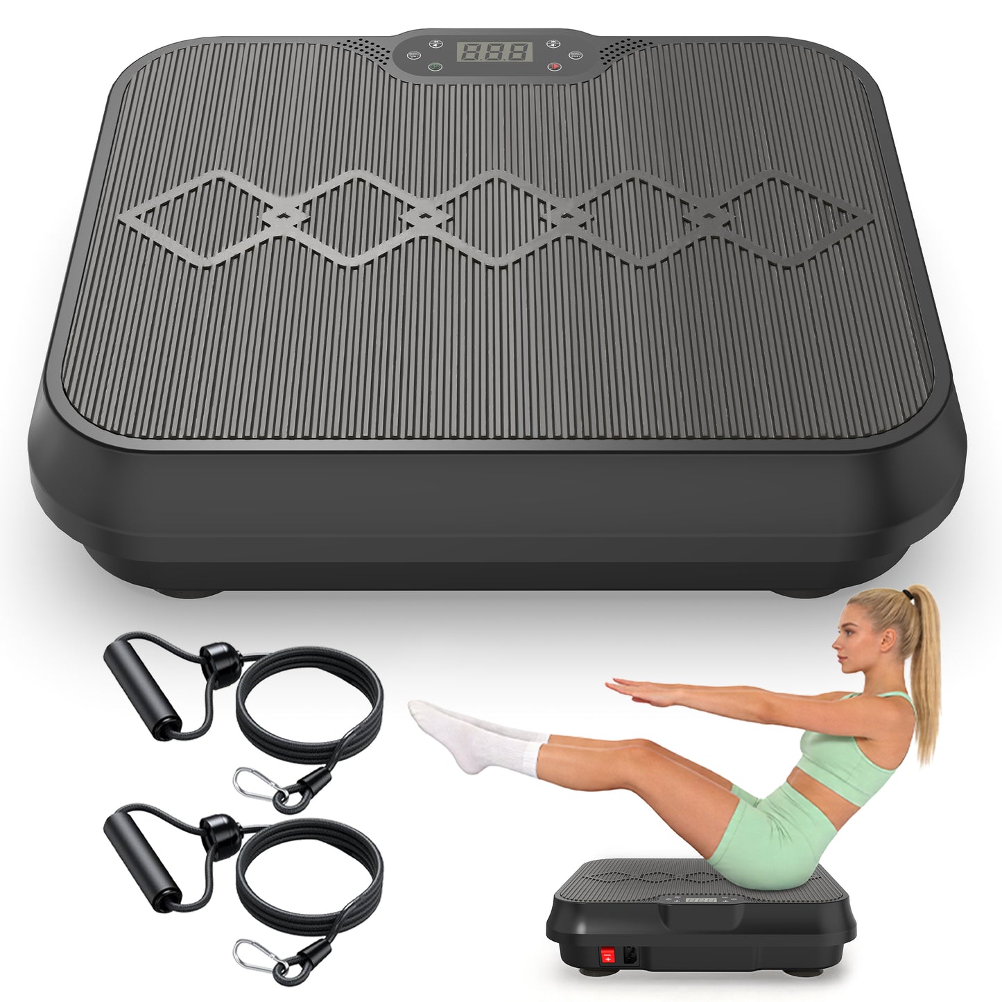 Vibration Plate Exercise Machine, Whole Body Workout Platform with Remote Control, Resistance Bands, Vibration Platform for Home Gym image 1