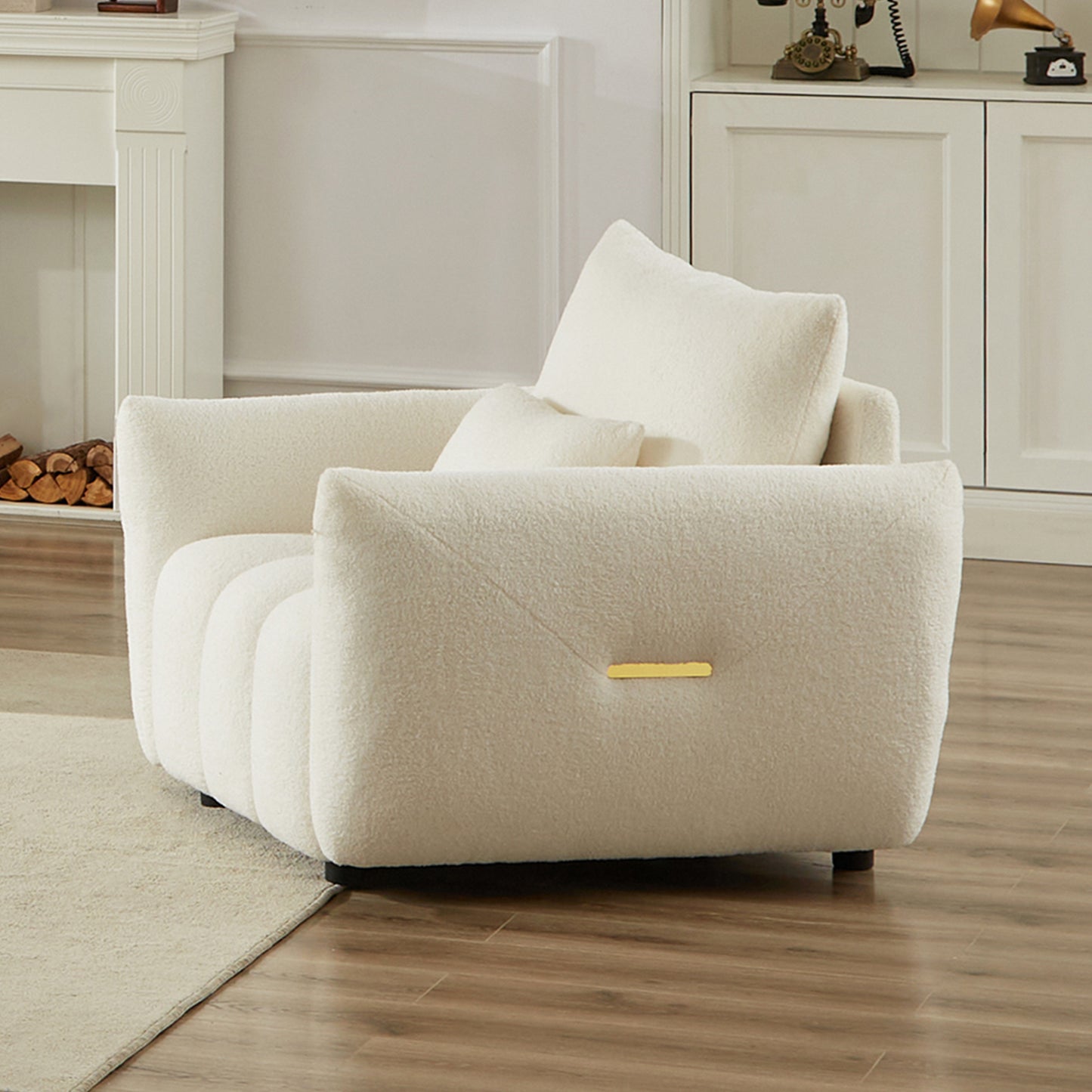 MH35.24''Teddy Fabric Sofa, Modern Lounge Chair, Upholstered with One Pillow for Apartment, Office, Living Room and Bedroom image 3