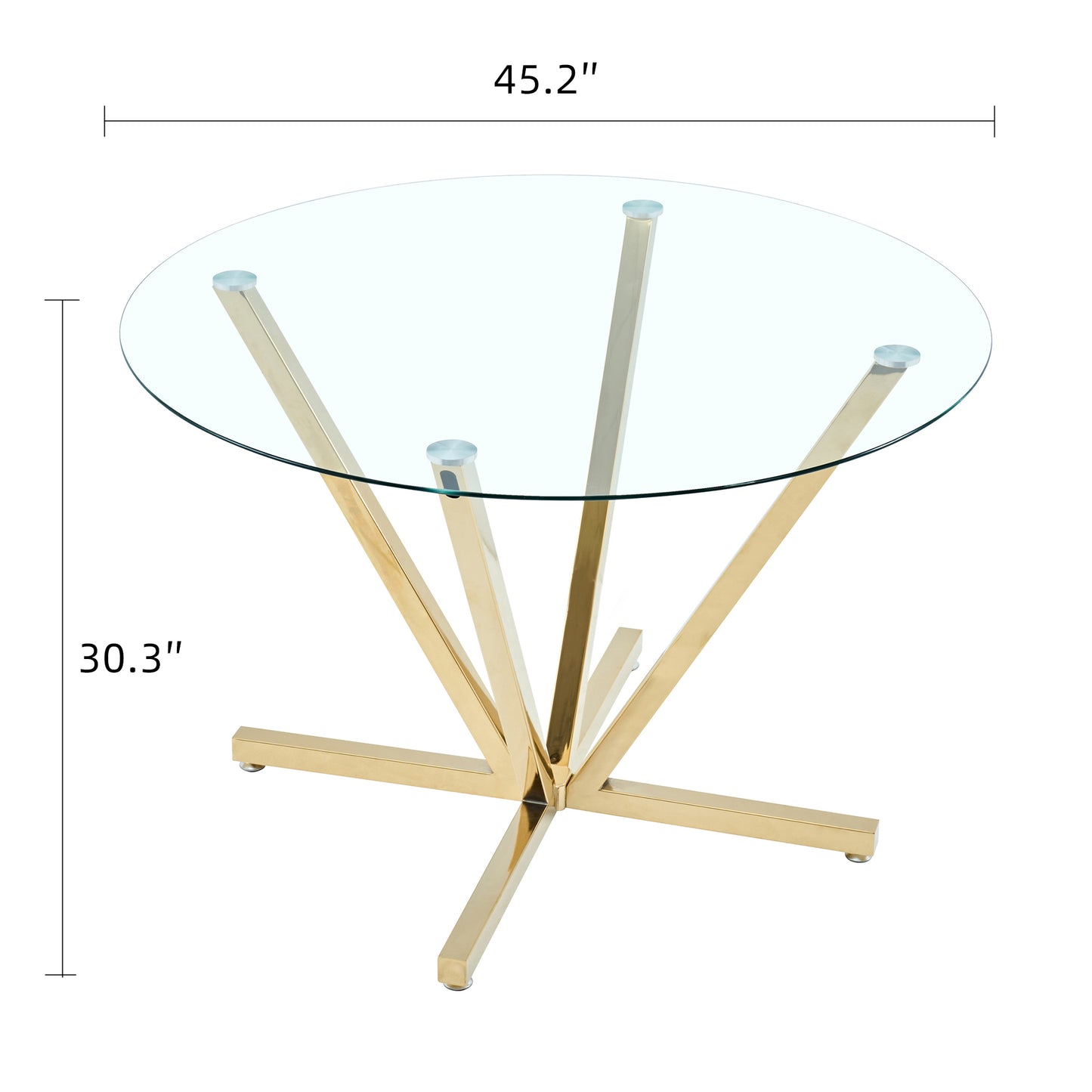 45.27"Round Dining Table,Tempered Glass Kitchen Tabe with Golden Metal Legs,Modern Dining Room Table for for Kitchen,Living Room, Easy Assembly image 5