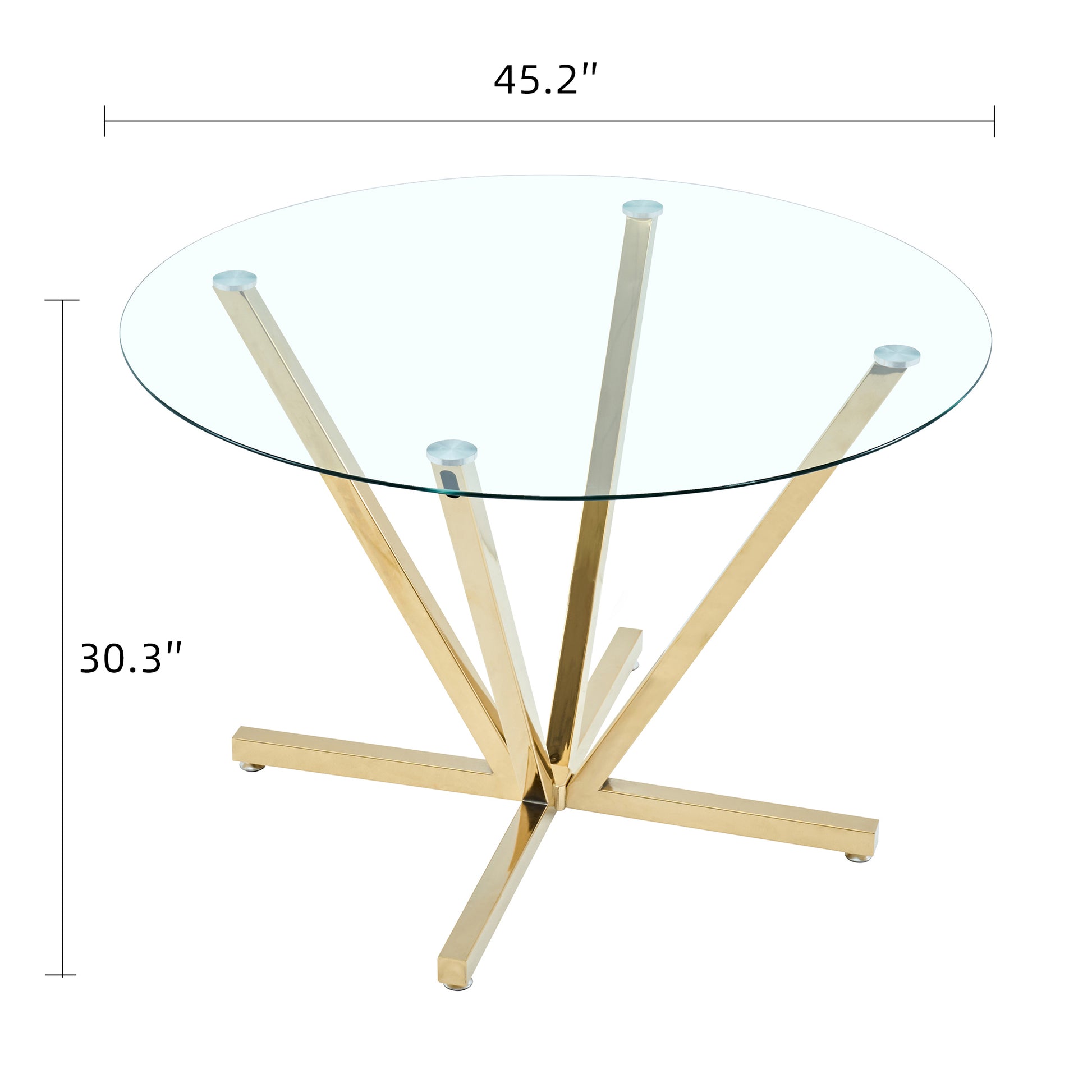 45.27"Round Dining Table,Tempered Glass Kitchen Tabe with Golden Metal Legs,Modern Dining Room Table for for Kitchen,Living Room, Easy Assembly image 5