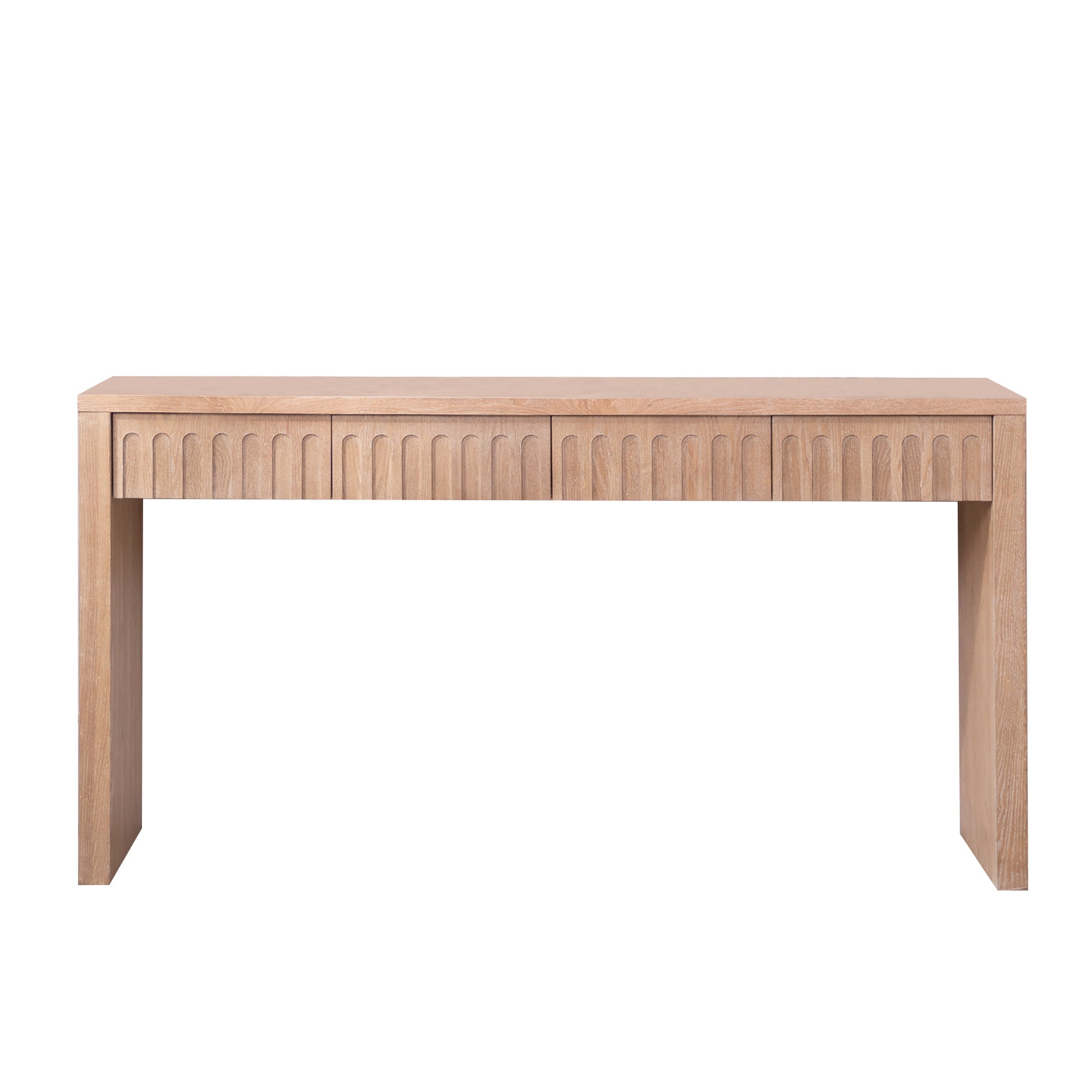 Modern Console Table with 4 Drawers – 59.2" Entryway Table in Natural Wood Finish image 3