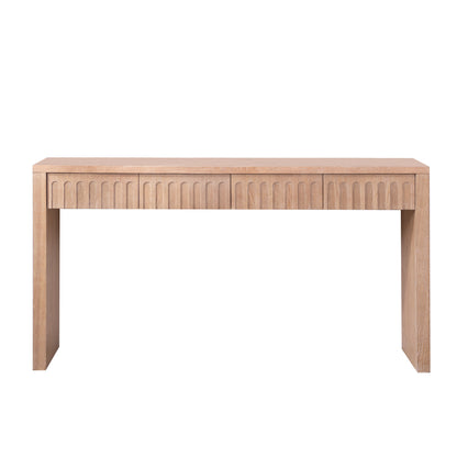 Modern Console Table with 4 Drawers – 59.2" Entryway Table in Natural Wood Finish image 3