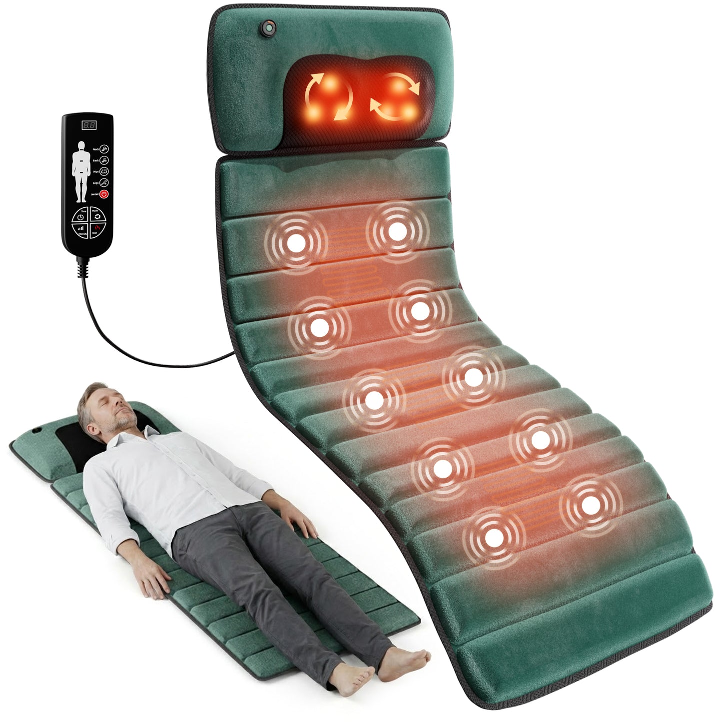 Full Body Massage Mat with Heat, Electric Back Massage pad with Vibration Motors, Back Massager for Pain Relief,Gift image 1