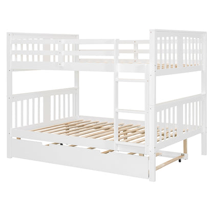 Full over Full Bunk Bed with Twin Size Trundle and Ladder-White(Old SKU: LT000204AAK) image 11