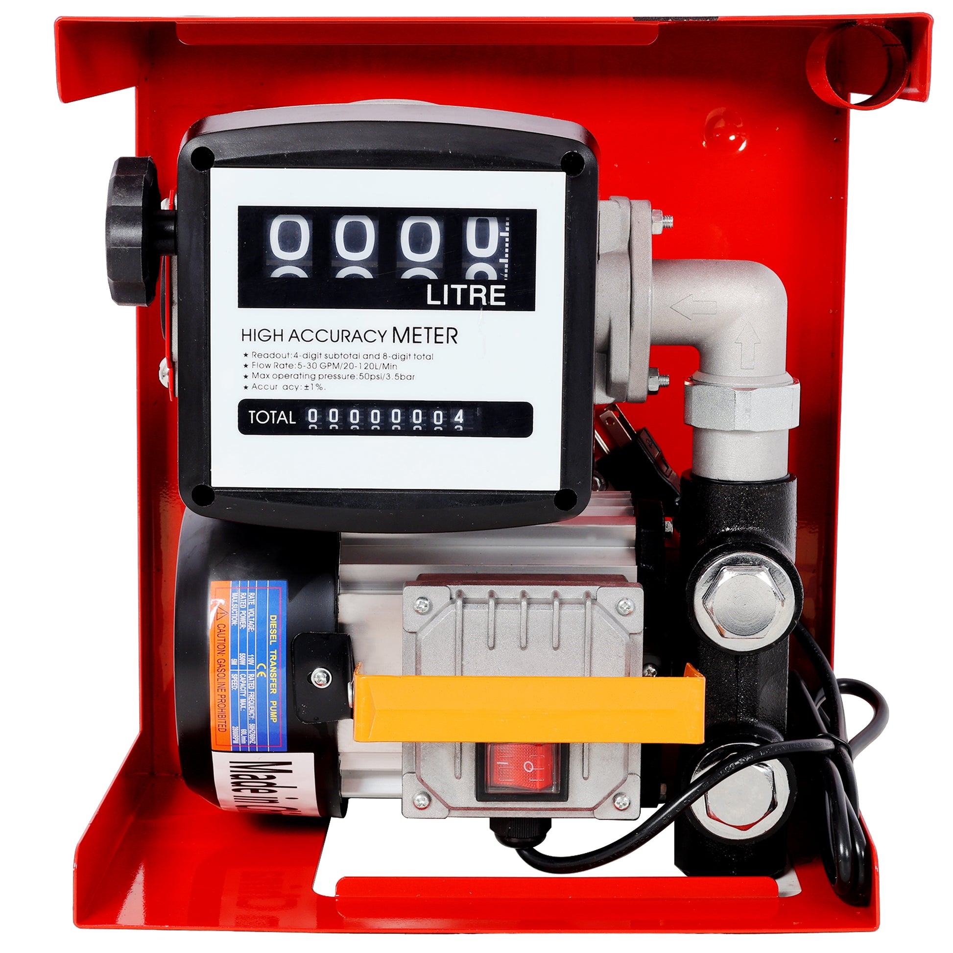 110V Self-Priming Diesel Fuel Transfer Pump Kit with Automatic Nozzle, Electric Oil Pump with Flow Meter, 13FT Hose & Fuel Nozzle Assembly image 2