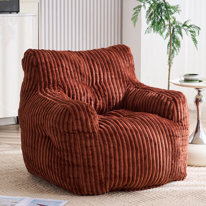 010-Soft Fluffy Corduroy Fabric Bean Bag Chair Filled With Memory Sponge,Red image 1