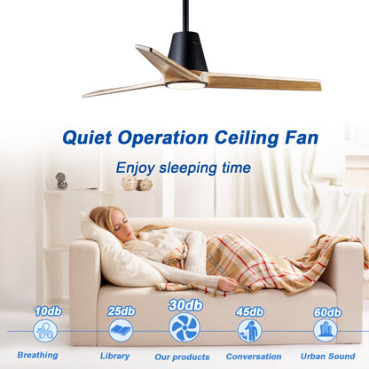 52 inch Decorative Ceiling Fan with Lights,3 Solid Wood Blade, Remote Control, 3CCT Dimmable LED, Timer, 6-Speed Reversible Motor Use for Living Room or Patio image 10