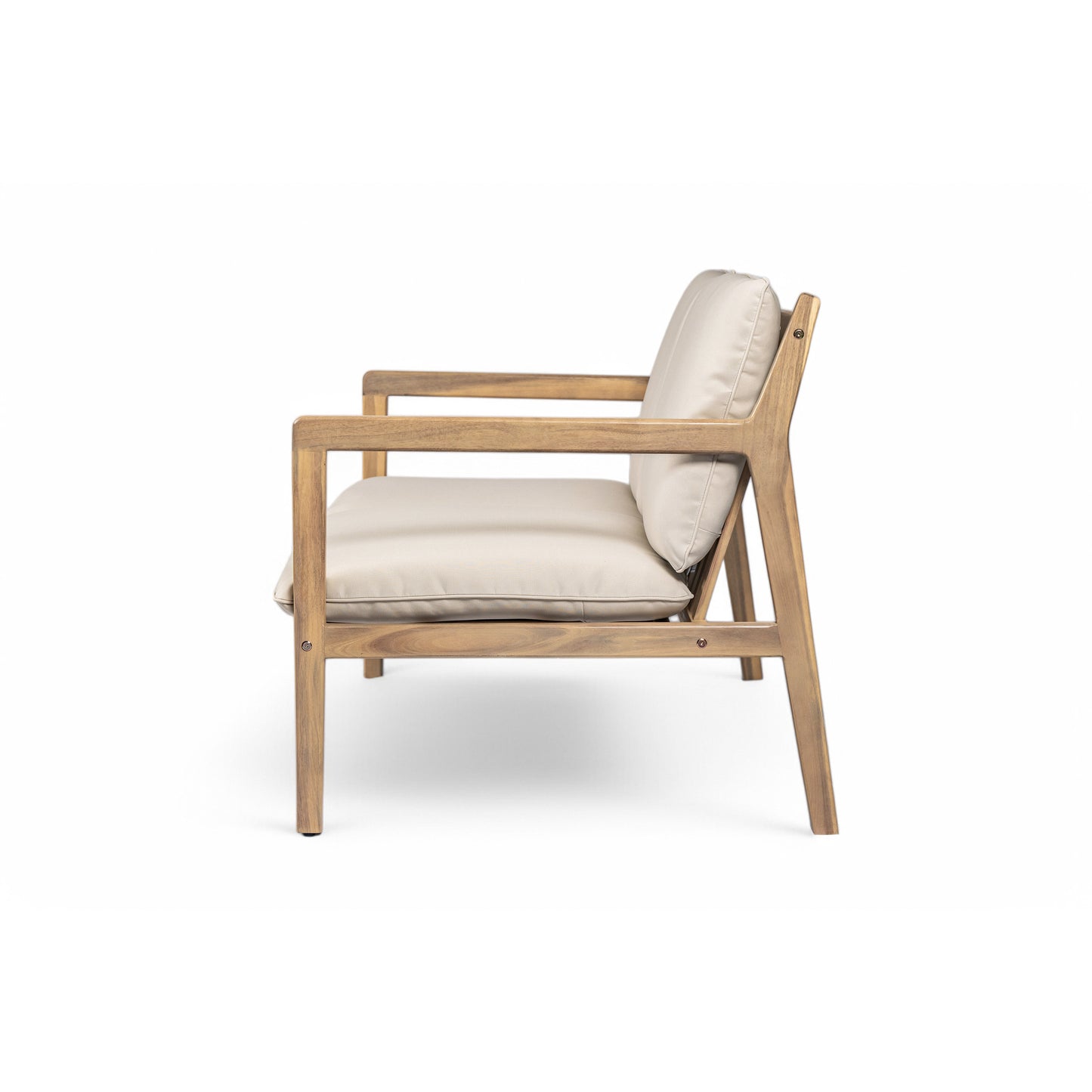 Outdoor Acacia Wood Loveseat with Coffee Table, Light Teak Frame, Beige Cushion image 11