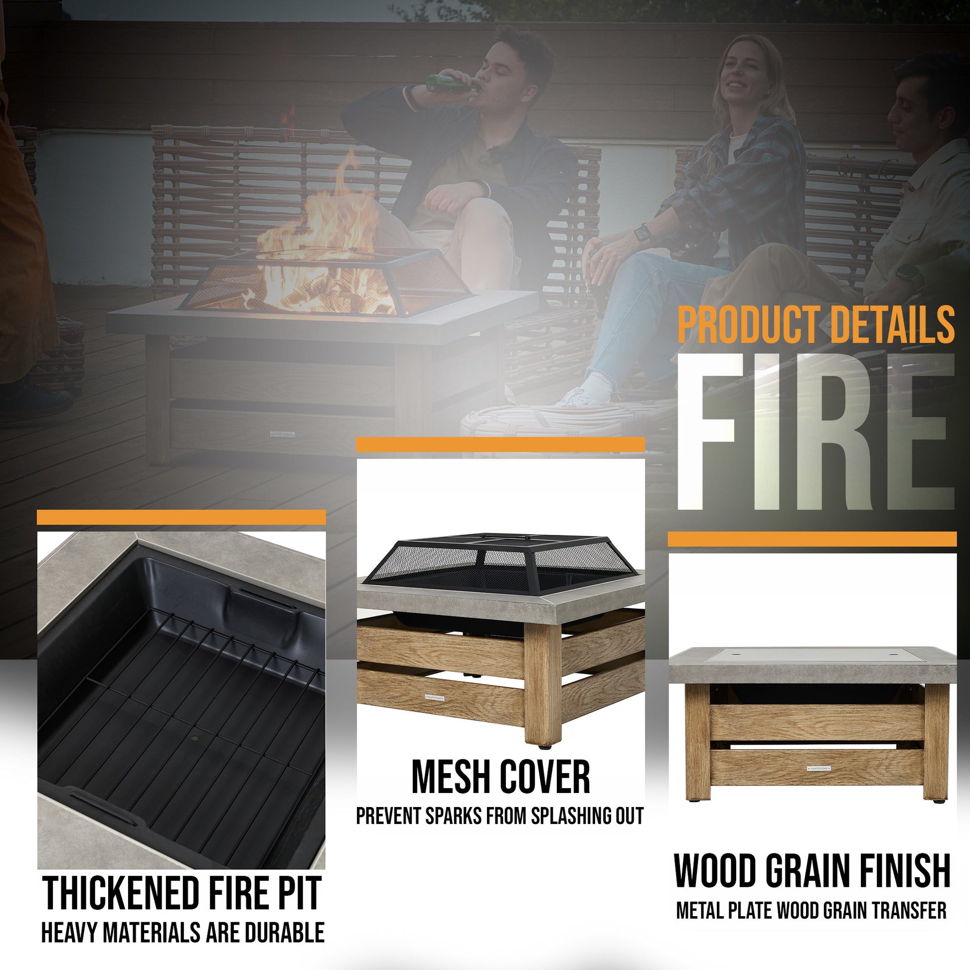 34-inch Iron Fire Pit Table Wood-burning stove image 7