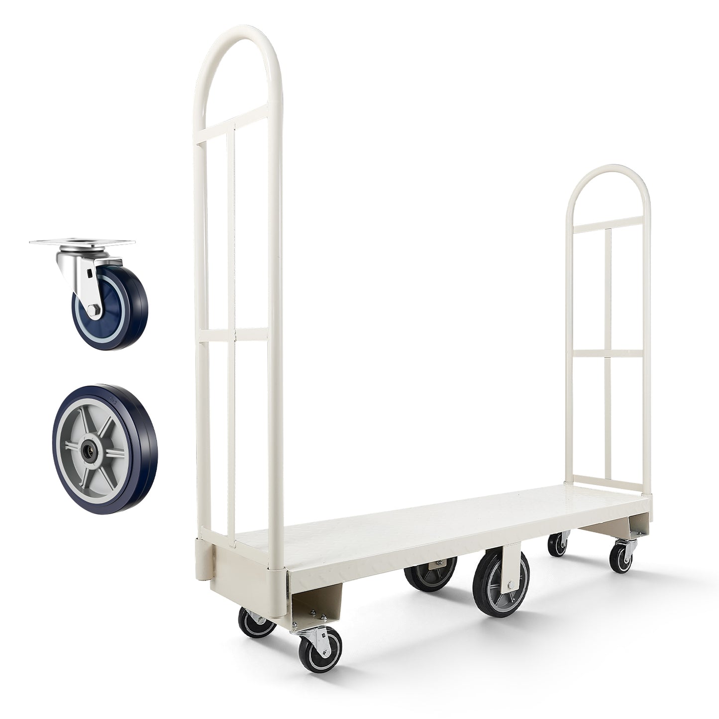 U-Boat Platform Truck Dolly, 2000 lbs Load Capacity, Heavy Duty Steel Utility Cart, Industrial Hand Push Truck with Six Wheels and Dual Detachable Handles, for Warehouse, 60 x 16.1 x 59.5 in image 12