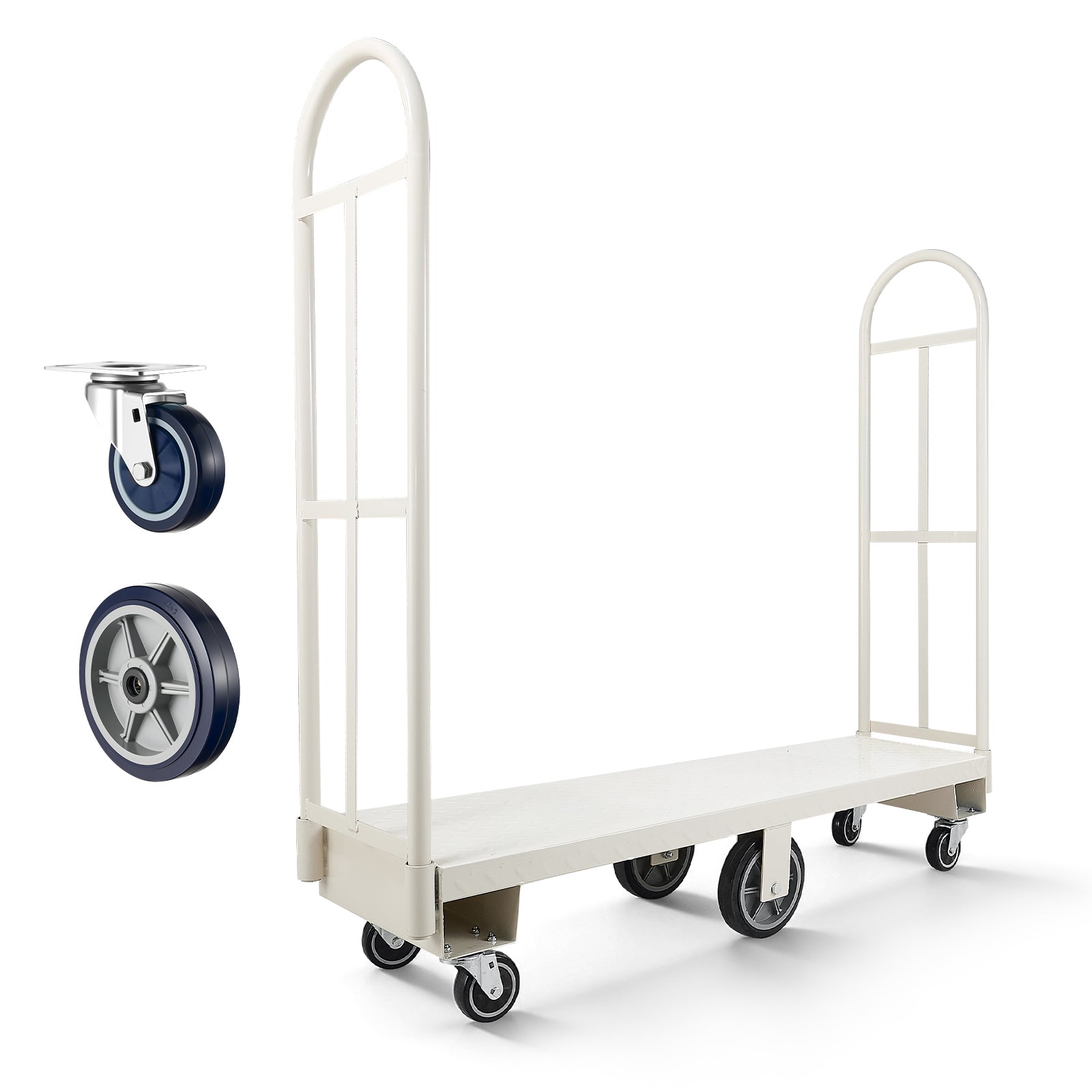 U-Boat Platform Truck Dolly, 2000 lbs Load Capacity, Heavy Duty Steel Utility Cart, Industrial Hand Push Truck with Six Wheels and Dual Detachable Handles, for Warehouse, 60 x 16.1 x 59.5 in image 12