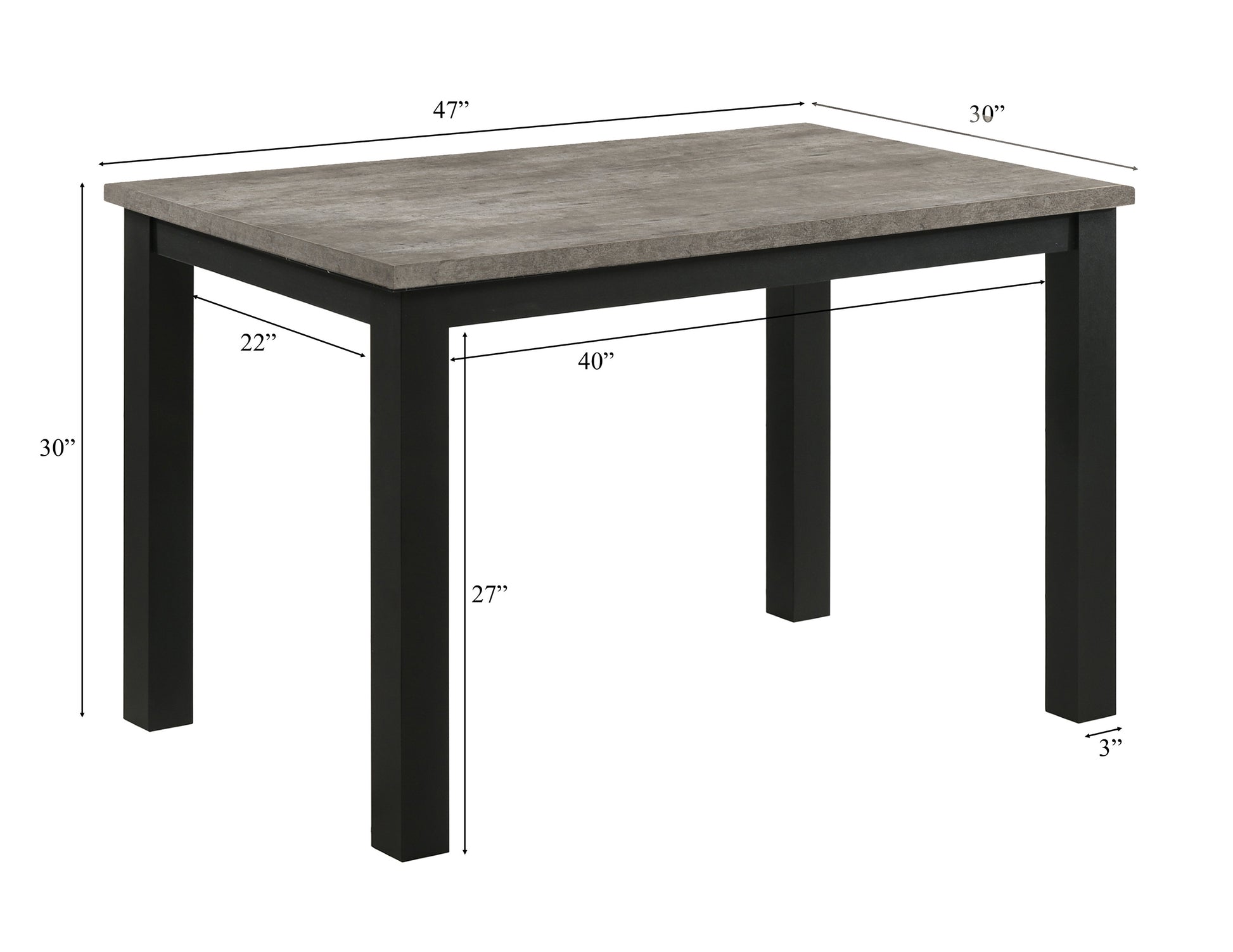1pc Faux-concrete Top Finish Rectangular Dining Table Wooden Dining Room Furniture Modern Contemporary Black Charcoal Finish image 2