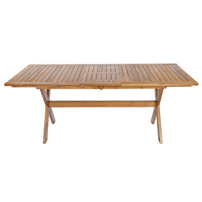 7 Pieces Acacia Wood Outdoor Dining Set s,Modern 6 Chairs 1 Large Table,Dining Furniture Set for Lawn, Backyard, Garden Deck,Poolside,Teak image 5