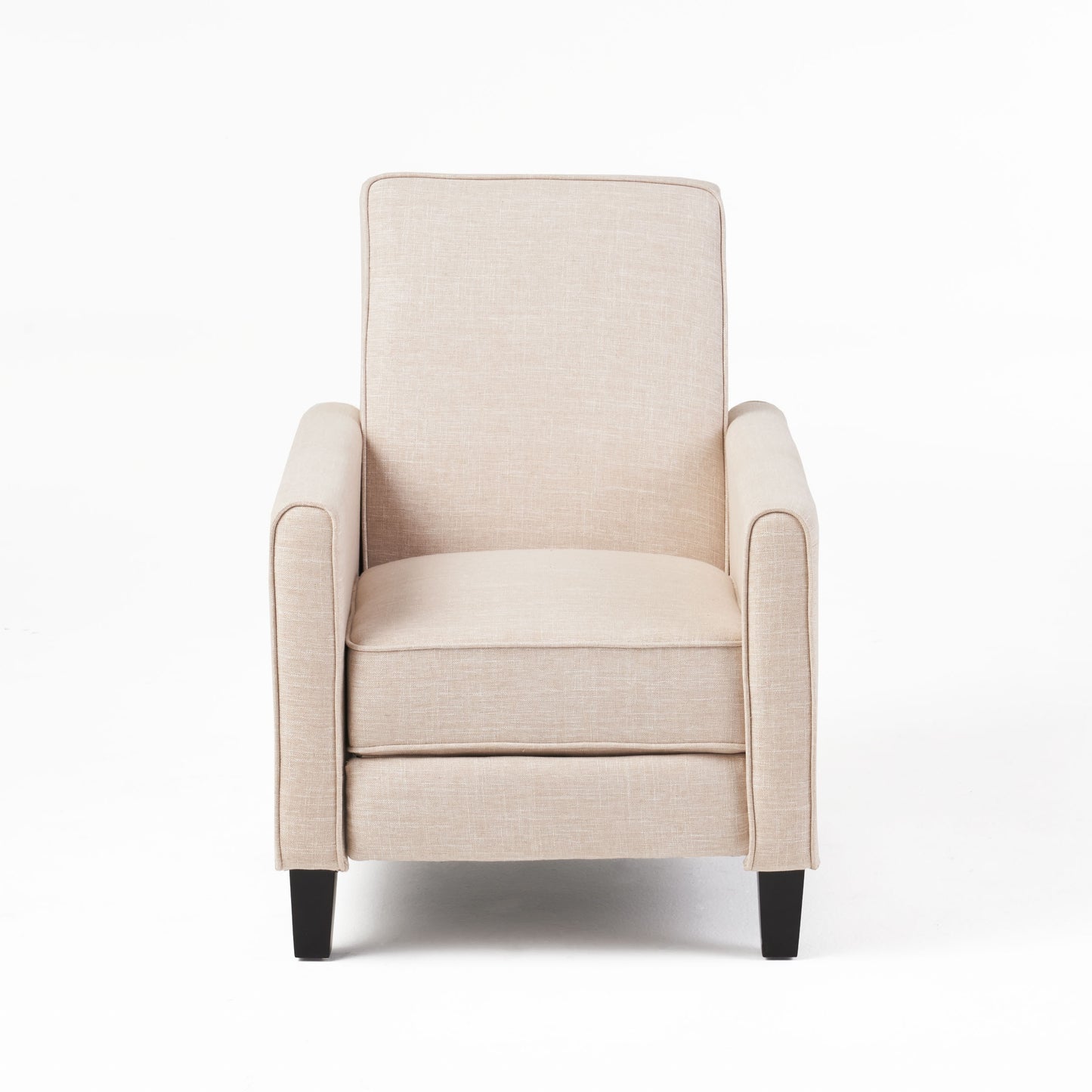 27.5" Push Back Recliner Chair Upholstered Recliner Armchair with Solid Beech Wood Legs for Living Room and Bedroom(Old SKU:52422.00FLBEI), Light Beige image 6