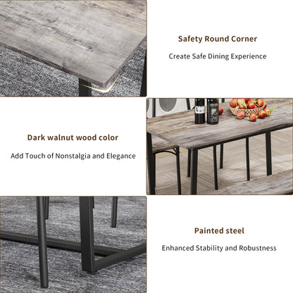 Four-piece set table and chair with backrest, industrial style, solid structure image 8