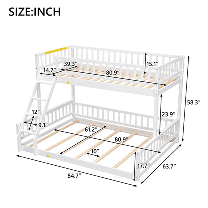 Twin XL over Queen Bunk Bed with Ladder and Guardrails, White image 10