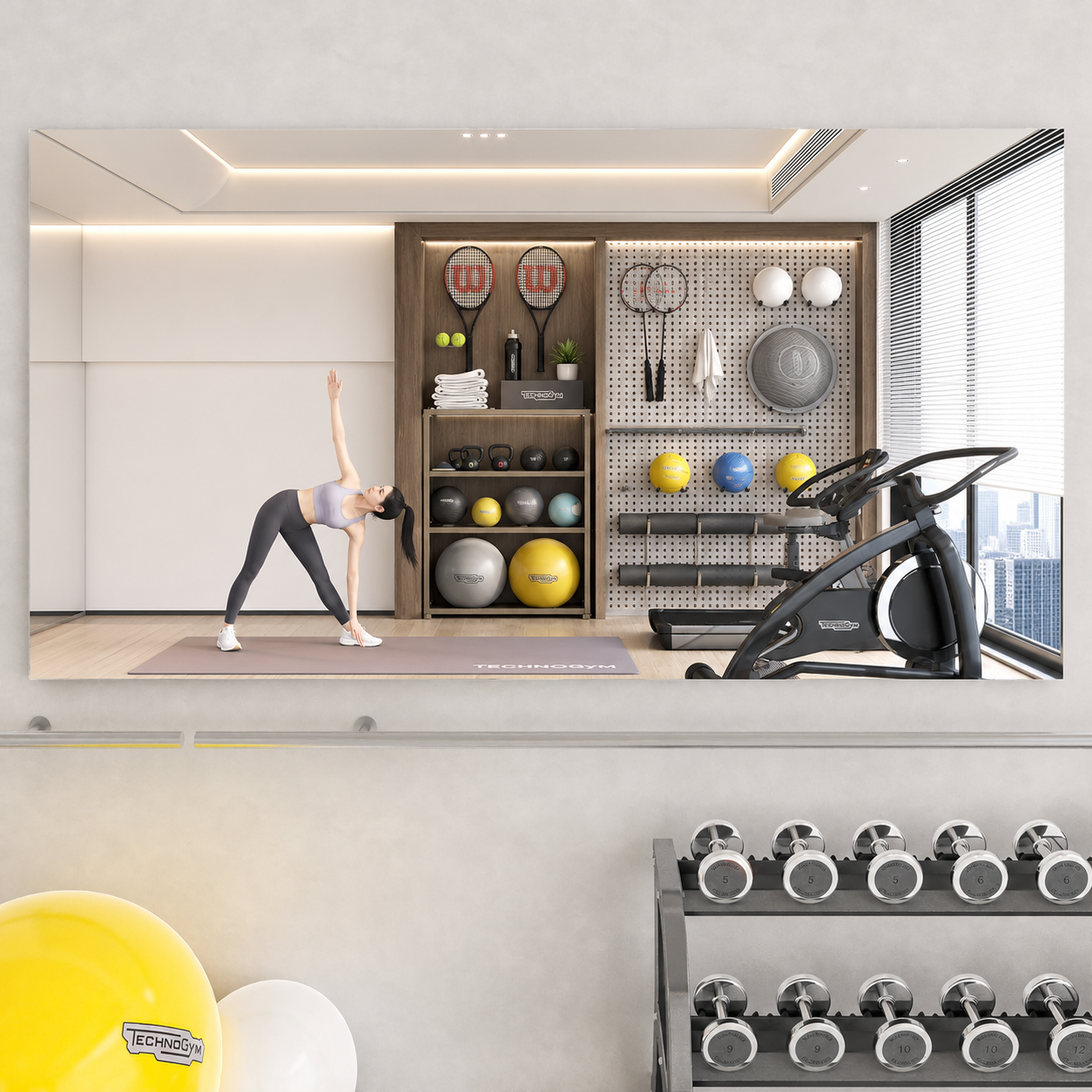 Home Gym Workout Mirror 72" L x 36" W-1pc Large Full Length Mounted Full Body Frameless Mirror for Workout, Yoga, Garage, Bedroom, Dance image 4