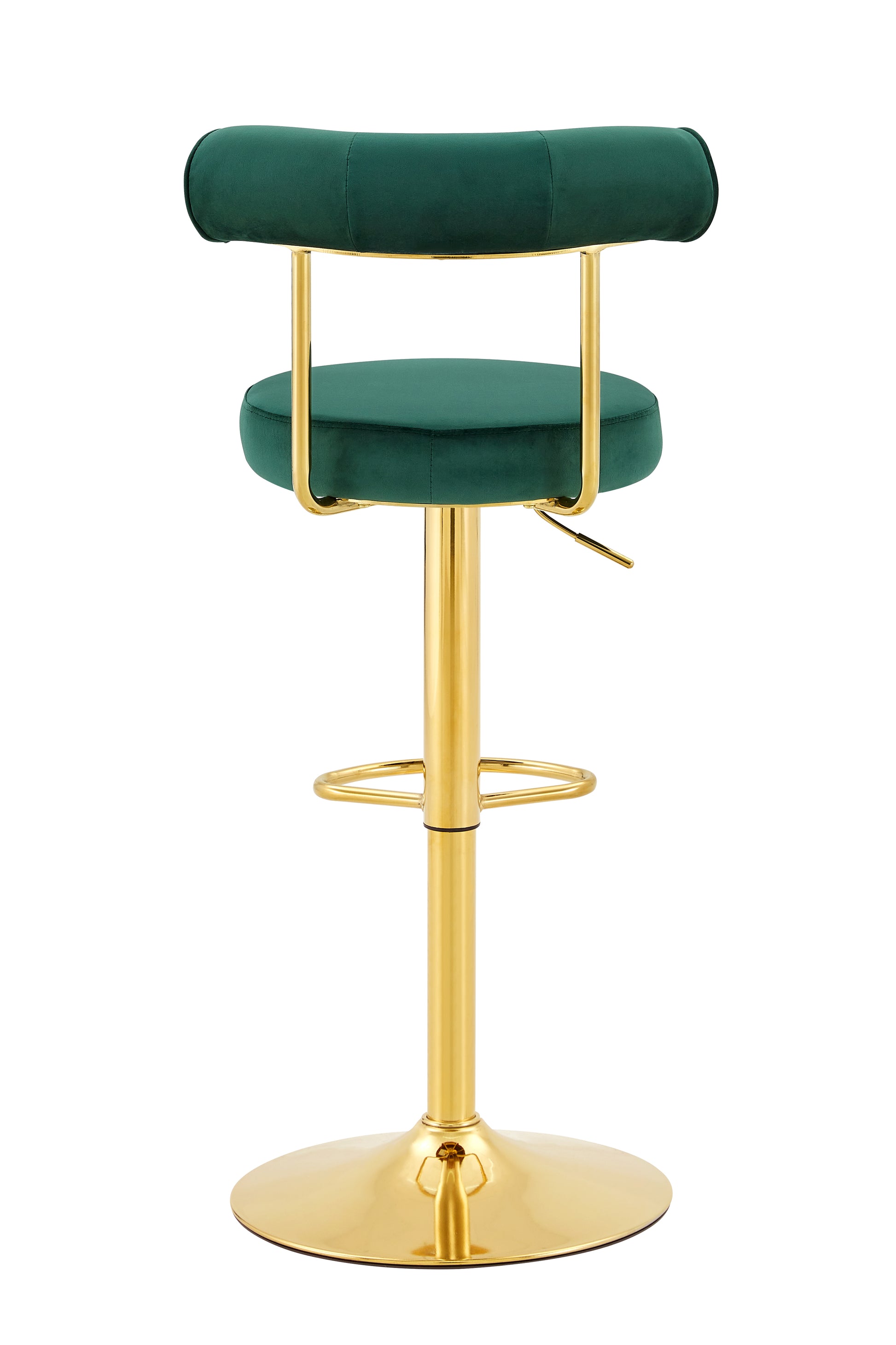 Soft Velvet Upholstered Swivel Adjustable Bar Chair with electroplated gold legs- Dining Room Living Room Bar Cafe Reception Desk Bar Stool(Dark Green, Set of 2) image 11