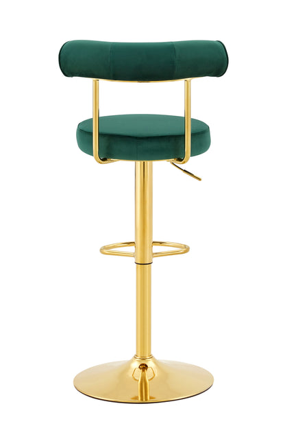 Soft Velvet Upholstered Swivel Adjustable Bar Chair with electroplated gold legs- Dining Room Living Room Bar Cafe Reception Desk Bar Stool(Dark Green, Set of 2) image 11