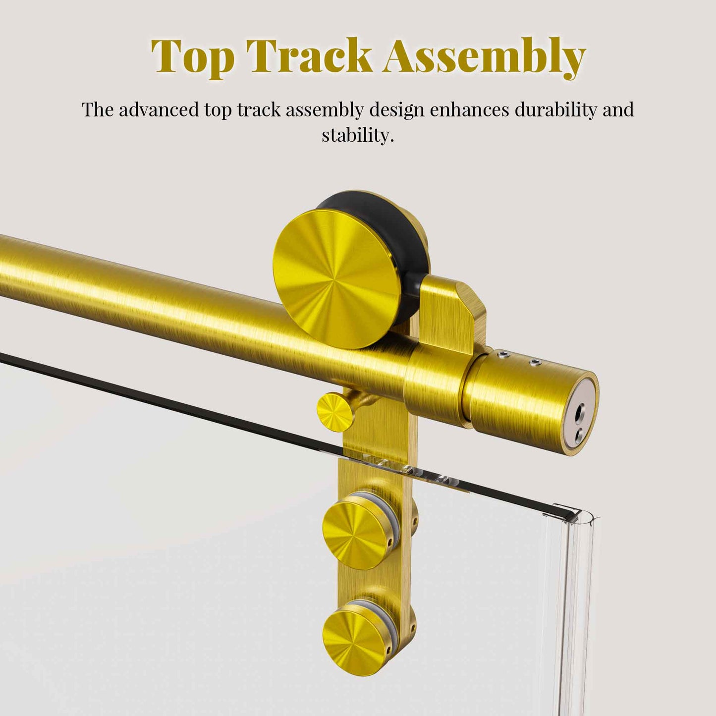 56-60" W * 66" H Frameless Single Sliding Shower Doors, Bathroom Sliding Shower Door With Towel Rail And Auxiliary Handle, 5/16" (8mm) Thick SGCC Tempered Glass Door, Brushed Gold (No Soft-Close) image 6