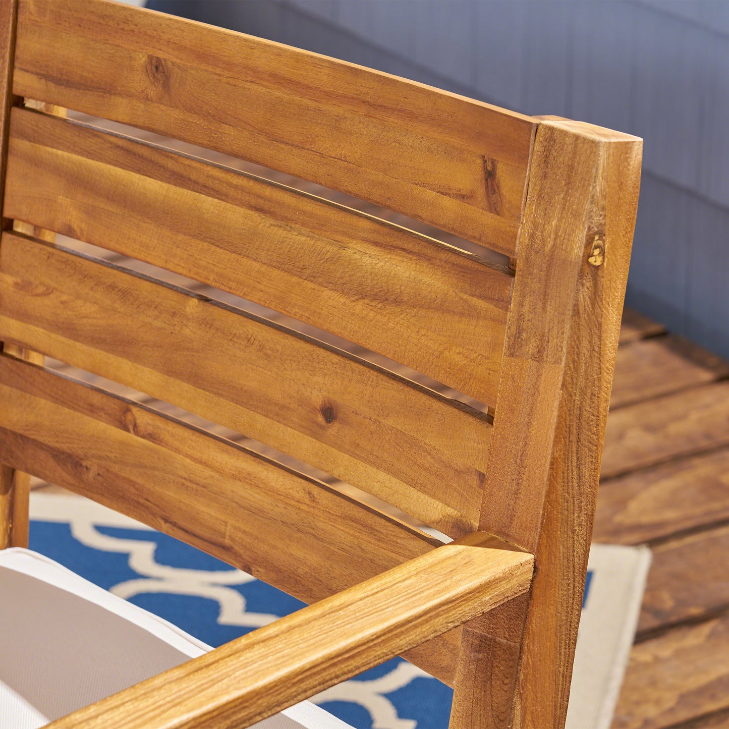 Outdoor Dining Chair Set of 2,Sandblast Natural Stained With Beige Cushion image 5