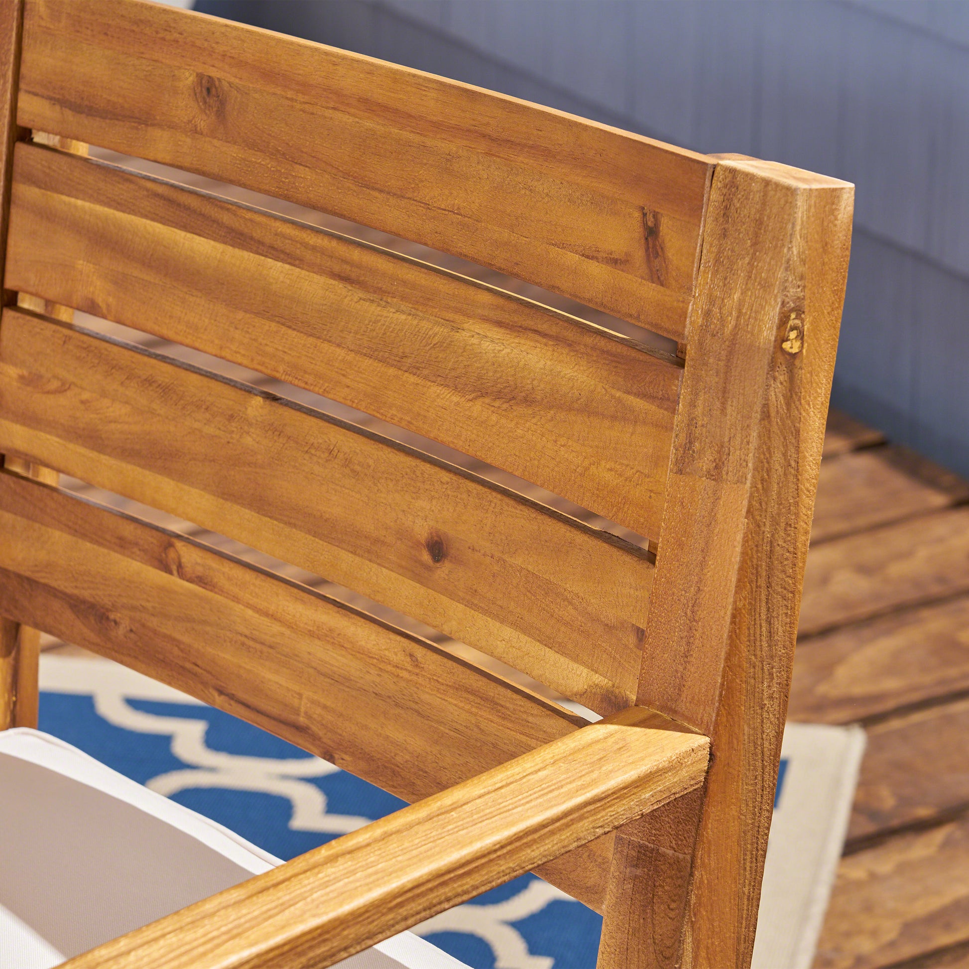 Outdoor Dining Chair Set of 2,Sandblast Natural Stained With Beige Cushion image 5