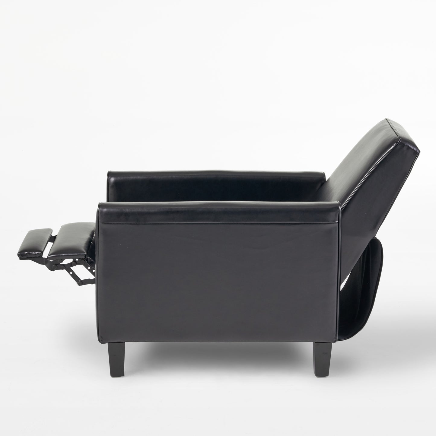 27.5" Push Back Recliner Chair Upholstered Recliner Armchair with Solid Beech Wood Legs for Living Room and Bedroom(Old SKU:52422.00PUBLK), Black image 10