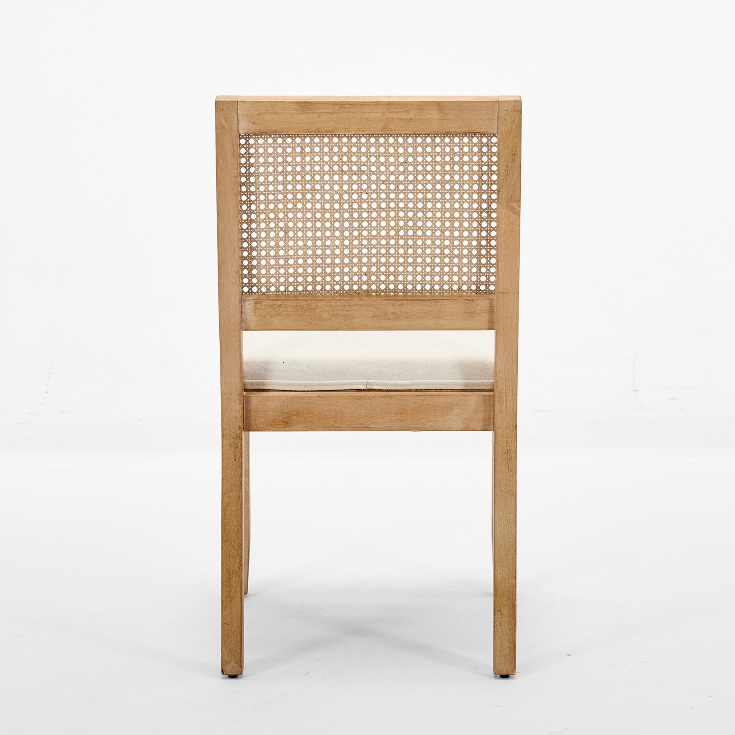 Farmhouse Rattan Dining Chairs Set of 2, Mid Century Modern Kitchen & Dining Room Chairs, Cane Upholstered Kitchen Side Chair with Natural Hardwood Frame, Beige image 7