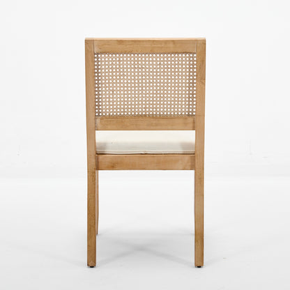 Farmhouse Rattan Dining Chairs Set of 2, Mid Century Modern Kitchen & Dining Room Chairs, Cane Upholstered Kitchen Side Chair with Natural Hardwood Frame, Beige image 7