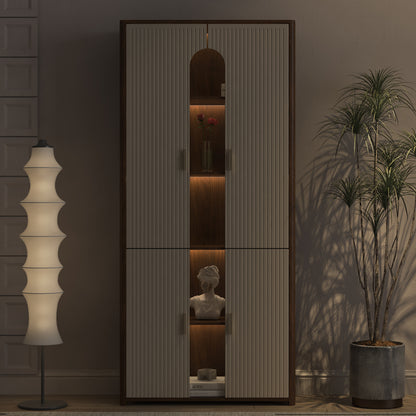Display Cabinet with Doors,Bookcase with LED Lights, Display Case for Collectibles Bedroom Living Room Office image 5