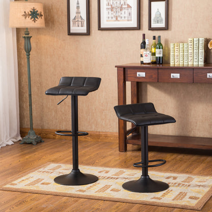 Belham Black Round Top with Black Leg And Base Metal Bar Table and 2 Swivel Black Bonded Leather Adjustable Bar Stool Bar Sets image 8