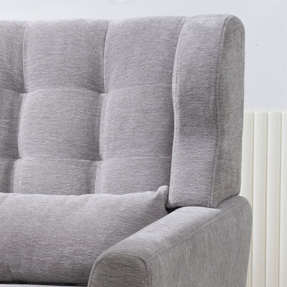 Modern Accent Chair,Chenille Arm Chairs for Living Room,Upholstered Mordern Armchair,Comfy Soft Padded Lounge Chair in Small Space, Bedroom, w/Pillow, Solid Wood Leg (Gray) image 10
